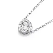 Silver Small Heart Cz Cluster Pendant in White
