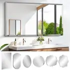 Frameless Wall Mirror Beveled Mirror Silver for Bathroom Vanity Bedroom Entryway
