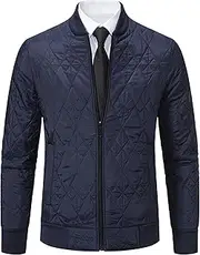 [PHJTOMK] Mens Flight Bomber Jacket Lightweight Quilted Fall Winter Bomber Coat Diamond Quilted Varsity Jackets