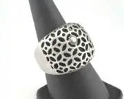 Ring Adjustable Ring Antique Silver plated brass 19mm 9US size Adjustable Dome