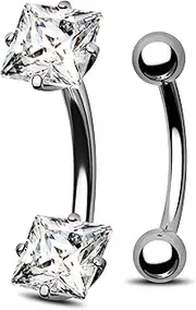 [Jewseen] Titanium Belly Button Rings, 2 Pieces 14g Female Thread Belly Button Rings Cubic Zirconia Belly Button Piercing Jewelry for Women Cubic Zirconia, Cubic Zirconia
