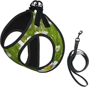 Ladybug Daisy print Dog Harness and Leash Set, Reflective Adjustable Puppy Vest for Small Medium Large Dogs, Cats