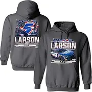 Checkered Flag Sports Kyle Larson 2025 HendrickCars Patriotic 2-Spot Hoodie Outerwear Sweatshirt Gray