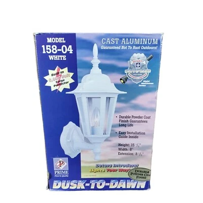 Prime Dusk to Dawn Home Security Light Outdoor Wall Mount Lantern White 158-04
