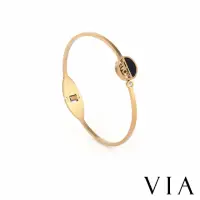 在飛比找momo購物網優惠-【VIA】LOVE縷空刻字黑母貝美鑽鑲嵌造型316L鈦鋼手環