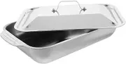 BESTOYARD 1 Set Stainless Steel Grilled Fish Plate Deep Baking Pan with Cover for Versatile Roasting for Home Dinners Outdoor Cookouts