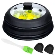 10.5 Inch Microwave Splatter Cover Collapsible Plate Cover Lid w/ Easy Grip