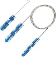 CPAP Tube Cleaning Brush, Hose Brush, 7 ft, Stainless Steel, with Mask Brush, for Universal Hose Diameters 19mm and 15mm (Blue)