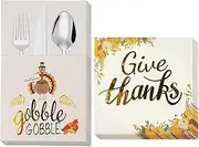 MorTime 54 Pcs Thanksgiving Cutlery Holder Set, 36 Pcs Disposable Thanksgiving Napkins and 18 Pcs Cutlery Wraps Bag Utensil Holder for Thanksgiving Party Supplies Harvest Dinner Table Decorations