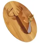 Wooden Cheeseboard with Knife Spreader Christmas Gift Set - Stags Head XM8553