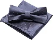 [Generic] Men's Micro Polka Dots Wedding Party Pre-tied Bow Tie Pocket Square Set