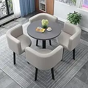 Negotiation Table and Chair Set,Office Reception Room Club Table,Simple Round Dining Table Set, Conference Tables,Coffee Table and Chair Set (Color : 18, Size : 23.6in/60cm)