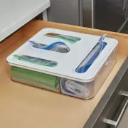 Home Basics Kitchen Drawer Plastic Food Storage Bag Organizer, 3 Compartments, 1
