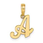14K Yellow Gold 14Ky Script Letter A Initial Pendant