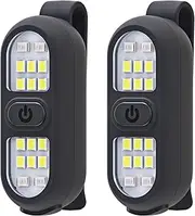 2 Pack Clip on Running Lights, Rechargeable Safety Light Night Running Light for Runner Hands Free Flashlight Portable LED Work Light Strobe Warning Flashing Blinking Jogger Dog Walking Camping Hiking