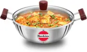 Hawkins Futura Steel Deep Fry Pan with Glass Lid, 4 Litre Capacity - Works on Gas + Induction