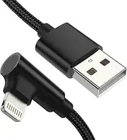 1ft Right Angle Lightning Cable Short, 3 Pack Braided Fast Charging USB to iPhone Charger Cord 90 Degree Compatible with Apple iPhone 13 12 11 Pro Max Xs Xr X 5 6 7 8 Plus SE, iPad Air/Mini