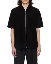 towelling zip-up shirt XL,L Black