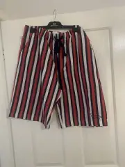 Peter Alexander Mens Pyjama Shorts Red And Navy Stripe XLarge