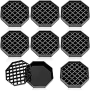 Suclain 8 Pcs 4" Coffee Drip Tray Black Plastic Octagon Coffee Drip Tray with Honeycomb Grid Easy to Clean for Coffee Tea Wine