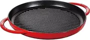 STAUB Round 30 cm Cast Iron Grill Pan, Cherry Red