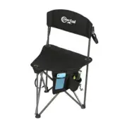 Extra Large Quick Folding Tripod Stool with Backrest Fishing Camping Black