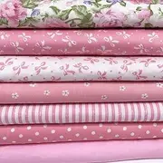 7Pcs 9.8" x 9.8" Cotton Fabric DIY Making Supplies Quilting Patchwork Fabric Fat Quarter Bundles DIY for Quilting Cotton Patchwork Cushions (Peony, 9.8" x 9.8")