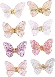 PLAFOPE 8pcs Butterfly Nail Charms Nail Decorations for DIY Manicure Safe Material at Home Professional Use
