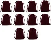SHTGOI Pack of 10 Velvet Bags 15 x 20 cm Velvet Jewellery Bags with Drawstring for Wedding, Christmas Party Red Wine
