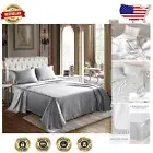 Durable Light Grey Satin Sheets King Size - Cool & Comfortable 4-Piece Set