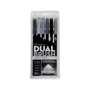 6pc Tombow Dual Brush Water-Based Pen Set Art/Craft Drawing Sketching Greyscale