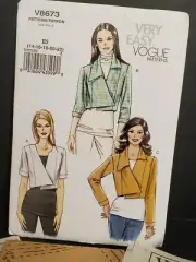 Misses Close Fitting Short Fashion Jacket 14-22 Vogue Sewing Pattern 8673 UNCUT