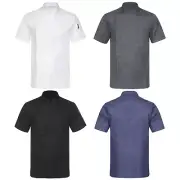 Men's T-shirts With Pockets Jacket Classic Tops Bakery Chef Coats Short Sleeve