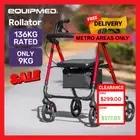 EQUIPMED Rollator Walking Frame Aluminium 4 Wheel Lightweight Walker Aid Seniors