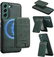 [GoshukunTech] for Samsung Galaxy S23 FE 5G Wallet Case,for Samsung S23 FE Flip Case with Vertical Flip Card Slots PU Leather Detachable Phone Cover[Support Magsafe or Wireless Charging]-Green