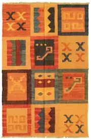 Vintage Hand Woven Carpet 4'0" x 6'2" Traditional Wool Kilim Rug