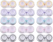 KISEER 15 Pack Clear Cute Contact Lens Case Box Holder Container Storage Kit