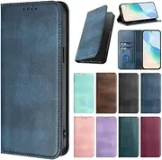 [PONRFEKT] for Oppo A96 4G / K10 4G Case,Premium PU Flip Leather Wallet with Card Slots RFID Blocking,Kickstand Shockproof Magnetic Closure Protective Phone Case Cover-Blue
