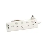 HPM 4 Outlet USB Charging Switched Powerboard White