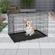36" Heavy Duty Metal Dog Cage Large Playpen Kennel Secure Lockable Pet House Black 36“:92x57x63cm