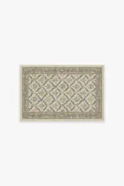 60' x 90' | Machine Washable Runner Rug | Kid & Pet Friendly | Indoor Rug | Bellflowers Ivory & Gold Flatwoven Rug by Morris & Co. | Ruggable