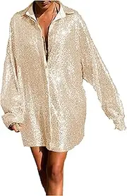 [Generic] Cut Loose Shirt Loose Sequin Soild Color Long Sleeve Fold Navel Casual Long Blouse Tops Womens Plaid Ruffle Shirt