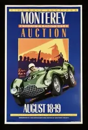 1989 Rick Cole Monterey Auction Aston Martin DB3 DENNIS SIMON Poster Signed A.P.