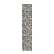 2'7"x12'2" Wool and Silk Hand Loomed Light Gray Fine Jacquard Runner Rug R63277
