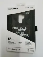 Black Hard Shockproof Tech21 Evo Tactical Case for Samsung Galaxy S9 Plus Phone