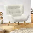 Oikiture Armchair Accent Chairs Sofa Lounge Sherpa Upholstered Tub Chair White