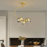 Pendant Lights Hanging From Ceiling Hook Shape Multiple Heads Cognac White Smoky