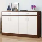 4 Door Shoe Cabinet Walnut & White Modern Storage AU Stock Fast Post