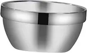 [STOBAZA] Stainless Steel Double Bowl Heat Resistant Scald Design Practical Container for Soup Noodles Rice Elegant Kitchen Tableware Multi Functional Salad Bowl