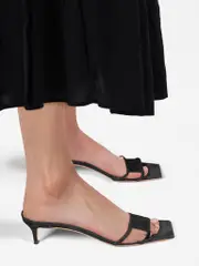 Black Suede Virgo Slip On Sandals